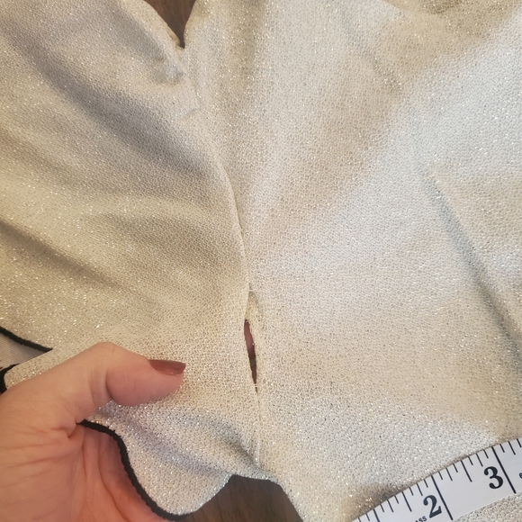 Vintage 1970 dico glitter dress with flutter wings, maxi. Sz 14, shoulders 28, w - Picture 5 of 9